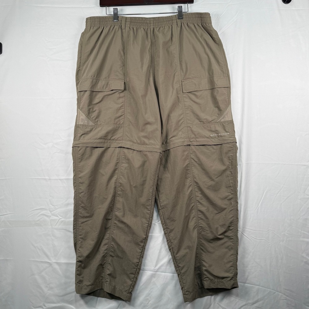 Columbia Mens XL PFG Convertible Pants Khaki Brown Cargo Hiking Fishing Gorpcore